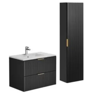 VENTE-UNIQUE Meuble de salle de bain suspendu strié avec vasque à enca... pas cher