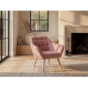 Vente-unique Fauteuil en tissu rose chiné CASERTA pas cher