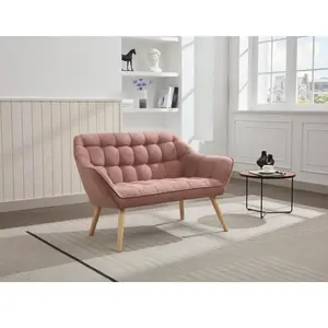 Vente-unique Canapé 2 places en tissu rose chiné CASERTA pas cher