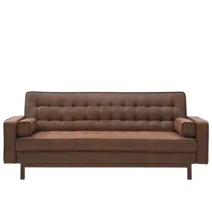 Vente-Unique Canapé convertible clic-clac en microfibre marron vintage ELEANOR II pas cher