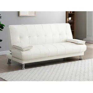 VENTE-UNIQUE Canapé convertible clic-clac en simili blanc MAXIME II pas cher