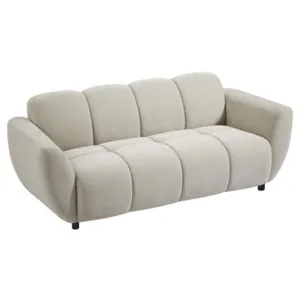 Vente-unique Canapé 3 places en tissu beige effet matelassé JULORI pas cher