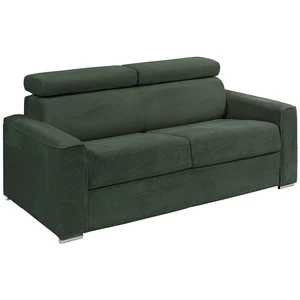 Vente-Unique Canapé 4 places convertible express en velours côtelé vert avec assise mémoire de forme - Couchage 160 cm - Matelas 14 cm VIZIR pas cher