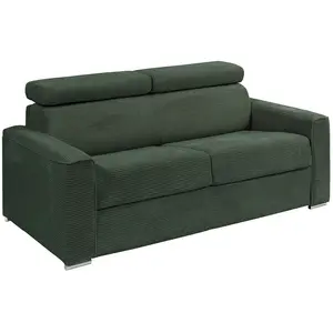 VENTE-UNIQUE Canapé 4 Places Convertible Express En Velours Côtelé Vert Avec Assise Mémoire De Forme - Couchage À Lattes Larges 160 Cm - Matelas 14 Cm Vizir pas cher