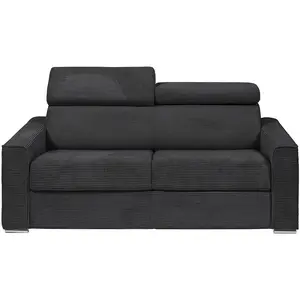 VENTE-UNIQUE Canapé 4 Places Convertible Express En Velours Côtelé Gris Avec Assise Mémoire De Forme - Couchage 160 Cm - Matelas 14 Cm Vizir pas cher