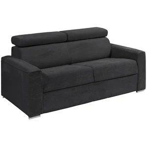 VENTE-UNIQUE Canapé 4 Places Convertible Express En Velours Côtelé Gris Avec Assise Mémoire De Forme - Couchage À Lattes Larges 160 Cm - Matelas 18 Cm Vizir pas cher