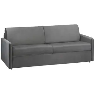VENTE-UNIQUE Canapé 4 Places Convertible Express En Velours Gris Anthracite Avec Assise Mémoire De Forme - Couchage 160 Cm - Matelas 14 Cm Calife pas cher