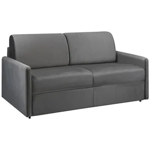 Vente-Unique Canapé 3 places convertible express en velours gris anthracite avec assise mémoire de forme - Couchage 140 cm - Matelas 14 cm CALIFE pas cher