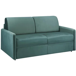 Vente-Unique Canapé 3 places convertible express en velours vert émeraude avec assise mémoire de forme - Couchage 140 cm - Matelas 14 cm CALIFE pas cher