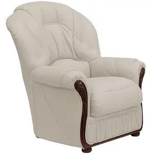 Vente-Unique Fauteuil 100% cuir de buffle ivoire DAPHNE pas cher
