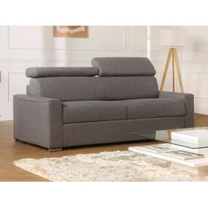 Vente-Unique Canapé 3 places convertible express en tissu gris assise mémoire de forme - Couchage 140 cm - Matelas 14 cm mémoire de forme VIZIR pas cher