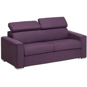 Vente-Unique Canapé 3 places convertible express en tissu violet avec assise mémoire de forme - Couchage 140 cm - Matelas 18 cm VIZIR pas cher