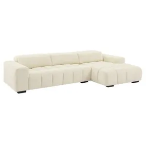 Vente-Unique Canapé d'angle droit en tissu texturé beige LOPONZA pas cher