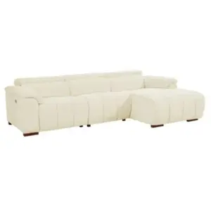 Vente-Unique Canapé d'angle droit relax électrique en tissu beige MOLPICA pas cher