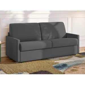 Vente-Unique Canapé 3 places convertible express en tissu gris avec assise mémoire de forme - Couchage à lattes larges 140 cm - Matelas 14 cm CALIFE pas cher