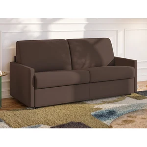 VENTE-UNIQUE Canapé 3 Places Convertible Express En Tissu Marron Avec Assise Mémoire De Forme - Couchage À Lattes Larges 140 Cm - Matelas 14 Cm Calife pas cher