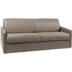 VENTE-UNIQUE Canapé 4 Places  Convertible Express En Simili Taupe Avec Assise Mémoire De Forme - Couchage 160 Cm - Matelas 22 Cm Mémoire De Forme Calife pas cher