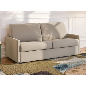 Vente-Unique Canapé 2 places convertible express en tissu beige avec assise mémoire de forme - Couchage 120 cm - Matelas 18 cm CALIFE pas cher