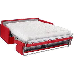 Vente-Unique Canapé 4 places convertible express en simili rouge avec assise mémoire de forme - Couchage à lattes larges 160 cm - Matelas 18 cm CALIFE pas cher