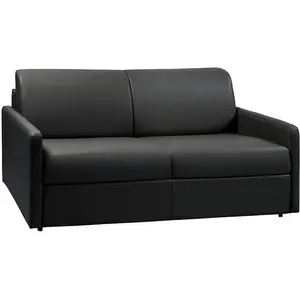Vente-Unique Canapé 3 places convertible express en simili noir avec assise mémoire de forme - Couchage 140 cm - Matelas 14 cm CALIFE pas cher