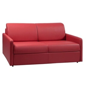VENTE-UNIQUE Canapé 3 places convertible express en simili rouge avec assise mémoire de forme - Couchage à lattes larges 140 cm - Matelas 18 cm C pas cher