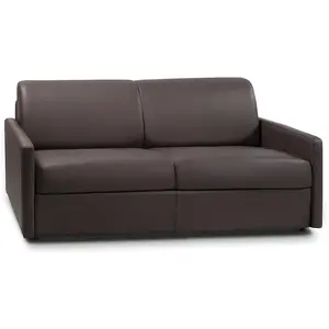 VENTE-UNIQUE Canapé 3 Places Convertible Express En Simili Marron Avec Assise Mémoire De Forme - Couchage À Lattes Larges 140 Cm - Matelas 14 Cm Calife pas cher