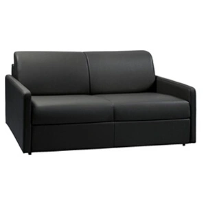 Vente-Unique Canapé 3 places convertible express en simili noir avec assise mémoire de forme - Couchage à lattes larges 140 cm - Matelas 14 cm CALIFE pas cher