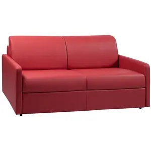 Vente-Unique Canapé 3 places convertible express en simili rouge avec assise mémoire de forme - Couchage à lattes larges 140 cm - Matelas 14 cm CALIFE pas cher