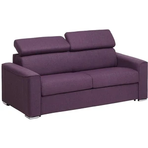 Vente-Unique Canapé 3 places convertible express en tissu violet assise mémoire de forme - Couchage lattes larges 140 cm - Matelas 16 cm mémoire de forme VIZIR pas cher