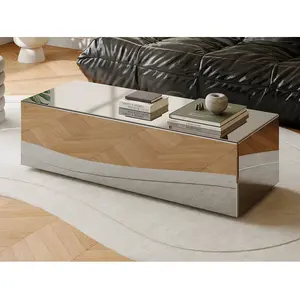 VENTE-UNIQUE Table basse en MDF et miroir - MIRZEA pas cher