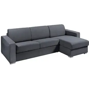 Vente-Unique Canapé d'angle réversible convertible express en tissu gris anthracite - Couchage 160 cm - Matelas 14 cm - CALITO pas cher
