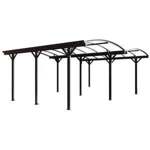 Comparateur de prix : Vente-Unique Carport pergola double autoportant en aluminium - 2 voitures - 30 m² - Gris anthracite - BARESA