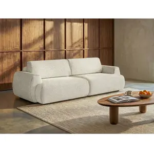 VENTE-UNIQUE Canapé 4 places convertible en tissu texturé beige MONELIA pas cher