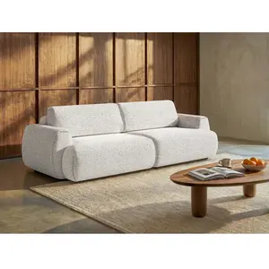 VENTE-UNIQUE Canapé 4 places convertible en tissu texturé gris clair MONELIA pas cher
