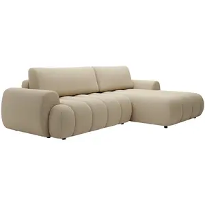 VENTE-UNIQUE Canapé d'angle droit convertible en tissu beige fridora pas cher