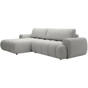 VENTE-UNIQUE Canapé d'angle gauche convertible en tissu gris clair FRIDORA pas cher