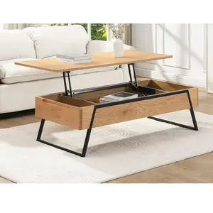 Vente-unique.com Table basse avec plateau relevable placage chêne - Naturel - EBENORA pas cher