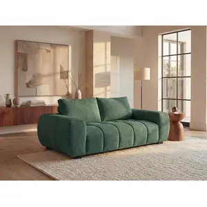 Vente-unique.com Canapé 3 places en tissu texturé vert BERENIA pas cher