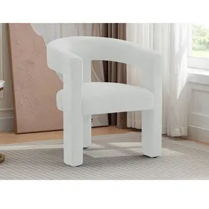 Vente-Unique Fauteuil en tissu texturé blanc FAVINA pas cher