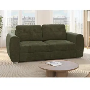 Vente-Unique Canapé 3 places convertible express en tissu vert - Couchage 140 cm - Matelas 22 cm BOLIPO pas cher