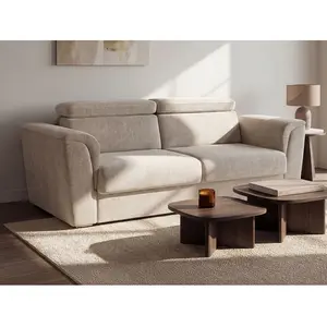 VENTE-UNIQUE Canapé 3 places convertible express en tissu beige - Couchage 140 cm - Matelas 18 cm RIZORA pas cher