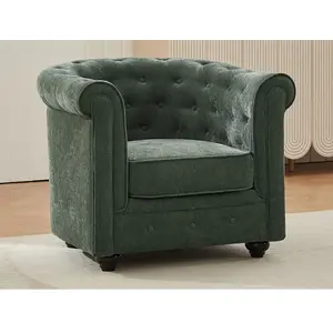 Vente-unique.com Fauteuil en tissu vert CHESTERFIELD pas cher