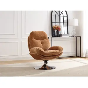 Vente-unique.com Fauteuil pivotant en tissu texturé jaune moutarde ILMACA pas cher