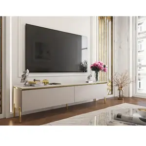 Meuble TV avec 2 portes - Beige et doré - VUKIA de Pascal MORABITO