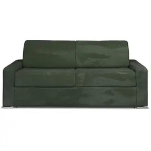 Vente-Unique Canapé 4 places convertible express en velours côtelé vert - Couchage lattes larges 160 cm - Matelas 22 cm CALITO