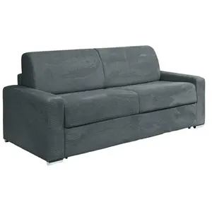 Vente-Unique Canapé 4 places convertible express en velours côtelé gris anthracite - Couchage lattes larges 160 cm - Matelas 22 cm CALITO
