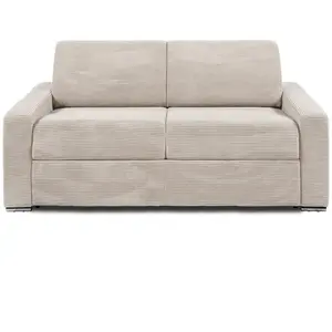 Vente-Unique Canapé 3 places convertible express en velours côtelé beige - Couchage lattes larges 140 cm - Matelas 22 cm CALITO