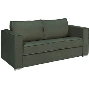 Vente-Unique Canapé 3 places convertible express en tissu texturé vert - Couchage 140 cm - Matelas 18 cm LORETO pas cher