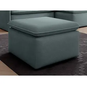 Vente-Unique Pouf en velours côtelé bleu TEODORA pas cher