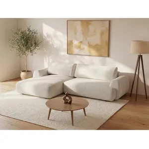 VENTE-UNIQUE Canapé d'angle gauche convertible en tissu texturé beige MONELIA pas cher
